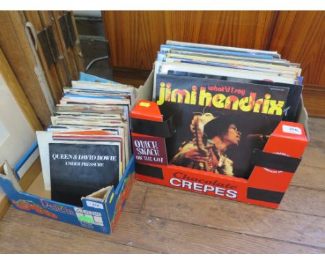 A collection of rock and jazz albums and singles, the albums including David Bowie 'Heroes' and 'The Man Who Sold The World',