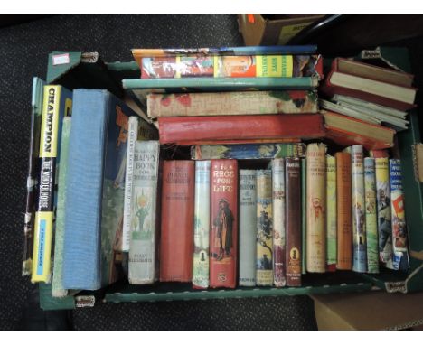 A box of vintage childrens annuals and story books