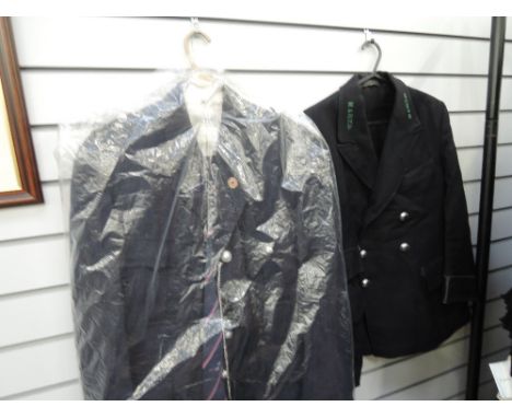 A MTL bus conductors jacket, shirt and tie with buttons, badge and Timex pocket watch and a similar M & H.T.D bus conductors 