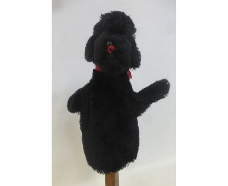 A Steiff puppet - 'Black Dog' with ear label, 1950/60s