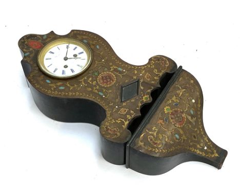 A 19th century brass inlaid bracket clock, the white enamel dial with Roman numerals signed Diebold Paris, the movement signe