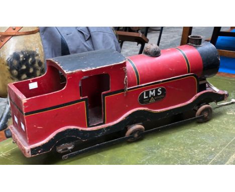 A painted wooden LMS model steam train, 70cmL 