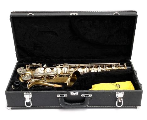 An Earlham saxophone, in case 