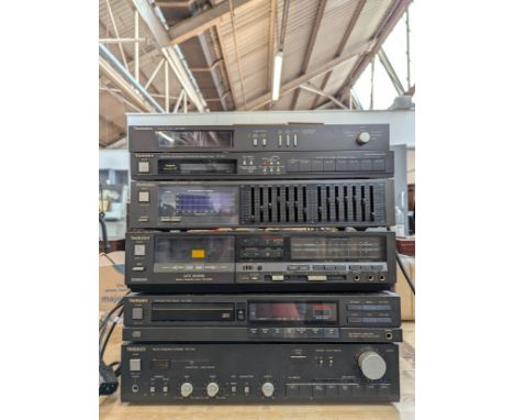 A Technics hi-fi system, to include: Timer (SH-4020), Synthesizer/Tuner (ST-G3L), Equalizer (SH-8044), Cassette Deck (RS-B28R