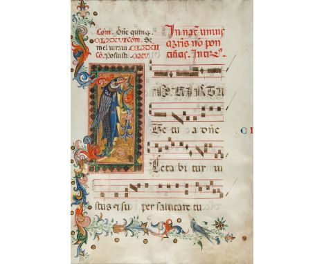 Vast initial with a fish - from a manuscript Gradual, in Latin on parchment [northern Italy , c  from a manuscript Gradual,  