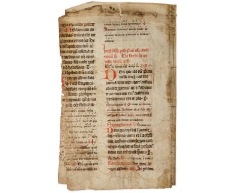 Bifolium from a manuscript Missal, - in Latin on parchment [Low Countries or northern Germany in Latin on parchment [Low Coun