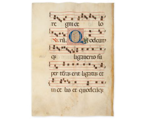 Substantial fragment of an illuminated Antiphoner - decorated by Frater Iulianus de Florentia  decorated by Frater Iulianus d