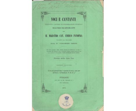 1871, Voci E Cantanti, Ventotto Capitoli di Considerazioni Generali, Sul la voce e SullArte del Canto per il maestro cav. Enr