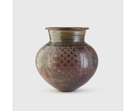 STONEWARE POT LADI KWALI (C. 1925 - 1984), NIGERIA glazed stoneware, the base inscribed with maker's initials 'LK', the body 