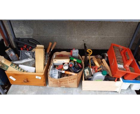 Shelf of assorted tools to include files, hammers etc