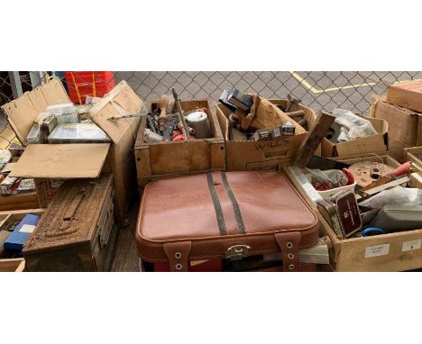 Large quantity of vintage tools to include wrenches, files, vices, hammers etc