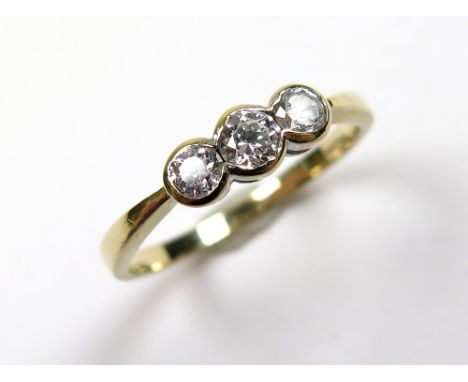 9ct Gold Ring with 3 stone Diamond setting size L weight 1.5 grams