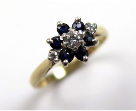 9ct Gold Sapphire/CZ Ring size K weight 1.8 grams 