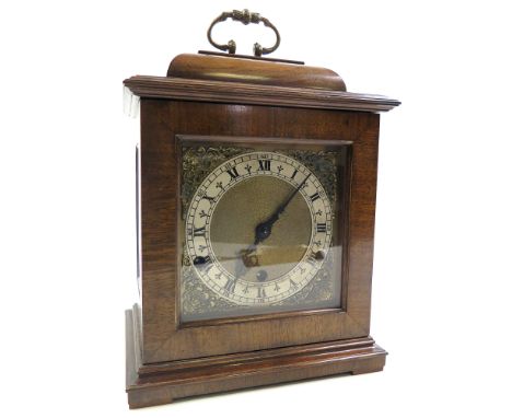 Mid 20th Century mantle clock, The silvered dial with black roman numerals, movement stamped 'Perivale all British Clocks Mad
