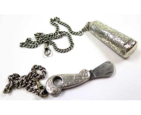 Silver Cheroot Case with engraved foliate decoration, hallmarked Birmingham 1912 with a Bakelite Cheroot holder on a hallmark