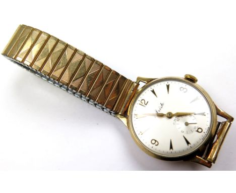 9ct gold cased Gents Aristo wristwatch on an expandable bracelet