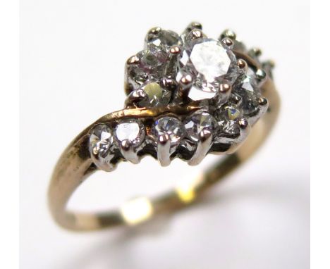 9ct Gold CZ set Ring size K weight 2.4 grams