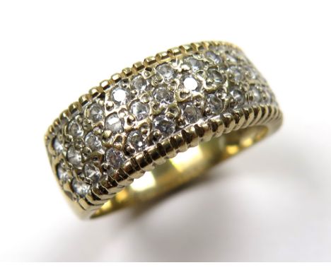 9ct Gold Pave set CZ Ring size O weight 4.8 grams