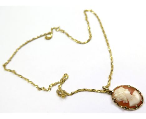 Cameo in 9ct Gold surround on a fine 9ct Gold Chain weight 5.4 grams