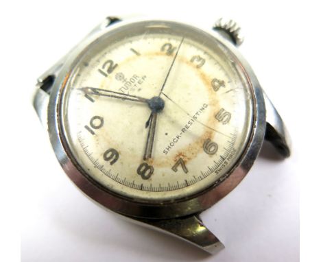 Gents Tudor Oyster stainless steel wristwatch - the cream dial with arabic numerals and sweep seconds hand 