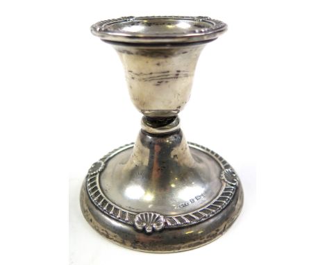 Small Silver candlestick holder. Hallmark Birmingham 1908 by Zimmerman. 