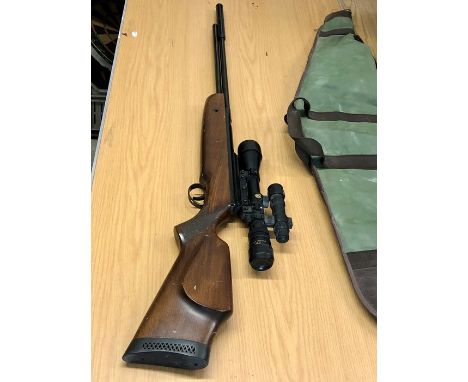 22 BSA Superstar, under lever air rifle with silencer and telescopic sight and light , Monte Carlo stock