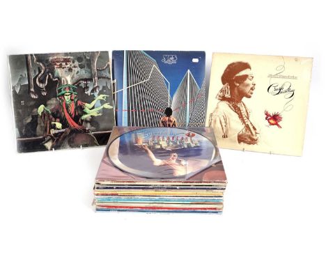 A collectors' bundle of mixed Rock LPs and 12" singles, artists to include: Yes; The Kinks; Jimi Hendrix; Greenslade; Bruce S