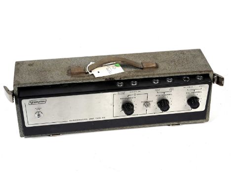 A vintage Grampian Reverb Unit Type 636, Inst number 376, in grey fabric covered case.