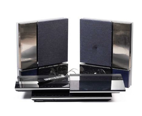 A Bang &amp; Olufsen Beolab music system comprising: a beogram 4500 turntable; a beocord 4500 HX-Pro cassette tape recorder; 