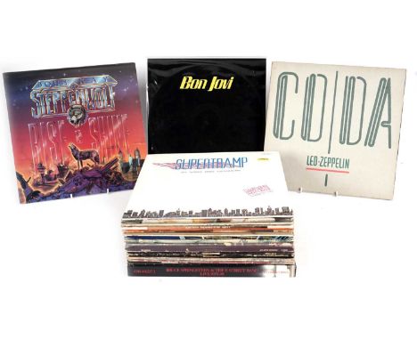 A collectors' bundle of mixed Rock LPs, 12" singles, and a CD box set; artists to include: Bruce Springsteen; Bon Jovi; Yes; 