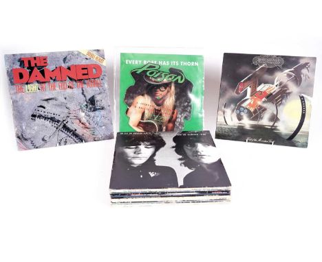 A collectors' bundle of mixed Rock LPs and a shaped single, artists to include: Poison; The Damned; The Kinks; Bob Dylan; Jef