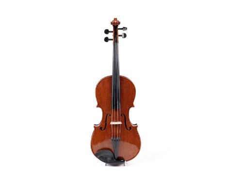 A Stentor Elysia model 4/4 viola, with flamed maple two-piece back and ribs, even-grained top with amber varnish, with bow an