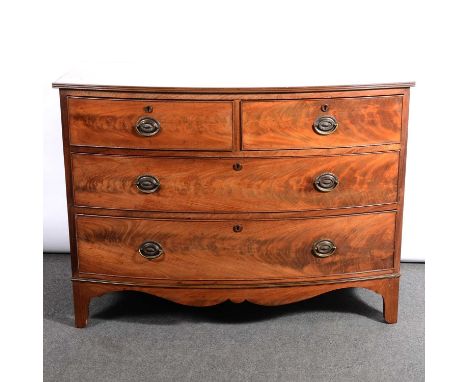 Victorian mahogany bowfront chest of drawers, two short and two long graduating drawers, shaped apron, bracket feet, width 11