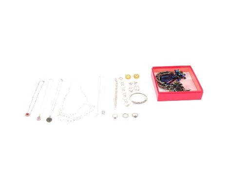 A collection of modern costume jewellery, a Crowns &amp; Regalia Festoon necklace with Swarovski elements in silver-plate; Bu