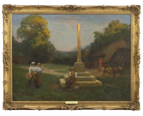Edward Kington Brice (1860-1948) Village Cross, Ashton under Hill, Worcestershiresigned 'E KINGTON BRICE.' l.r., oil on canva