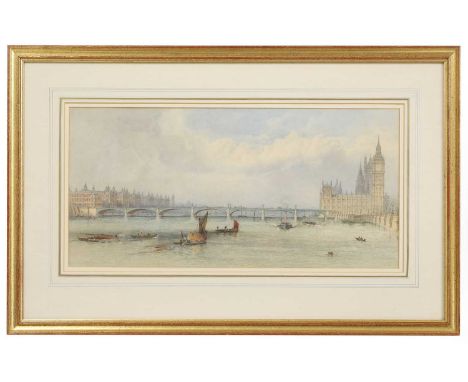 English School, 19th century A view of the Thames and the Houses of Parliamentwatercolour heightened with white27.5 x 58cmCon