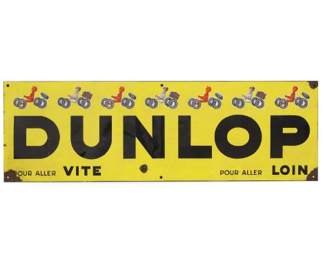 A 1950s 'Dunlop' enamel sign, with the logo on a yellow ground46 x 146cmCondition ReportOne central area of enamel loss and t