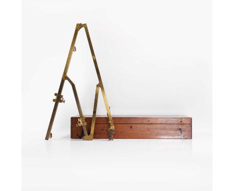 A brass-framed draughtsman's pantograph,  c.1900, the mapping instrument with ivory castors, in a fitted mahogany case with a