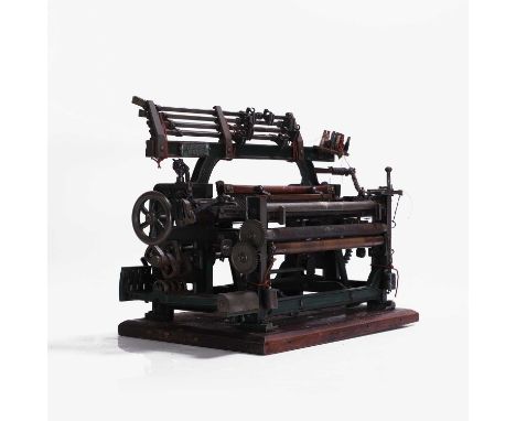 A Roberts patent mechanical loom, manufactured by Ellingworth, with fitted case, 36cm wide (2)