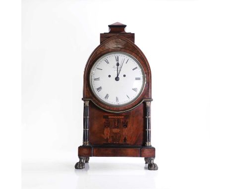 A Regency mahogany bracket clock, by Barraud, London, an eight-day striking movement to an 8-inch enamel dial, the lancet-sha