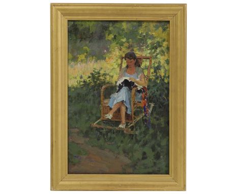 Nikolai Klimashin (1921-1981) 'In the Chair'signed and inscribed in Cyrillic verso, oil on canvas59 x 40cmCondition ReportFra
