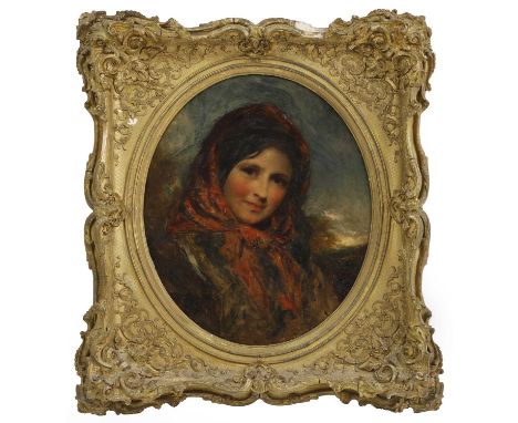 Circle of Charles Baxter (1809-1879) A country girloil on board, painted oval56 x 47cmCondition ReportFramed: 81 x 72cmCraque