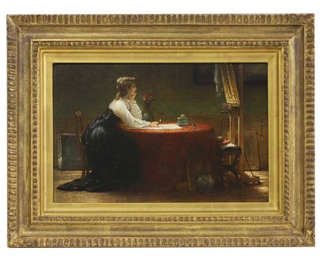 Hendricus-Jacobus Burgers (Dutch, 1834-1899) A young lady writing a lettersigned and dated 'Hen J Burgers 1870' l.r., oil on 