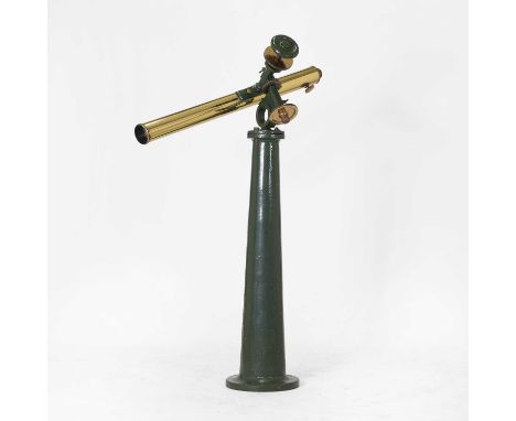 A marine brass-cased telescope, c.1860, by J H Steward, London, with focusing wheel, angle wheel and further adjustment appar