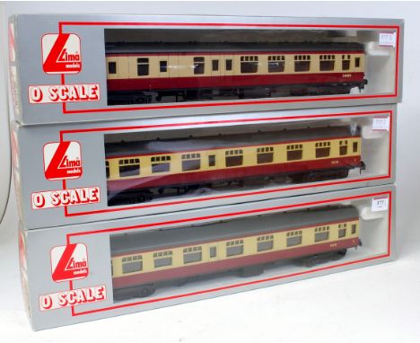 3x Lima BR maroon/cream bogie coaches including 2x 1st/3rd No. 15218 box code 316618E and a brake/composite No. 34100 box cod