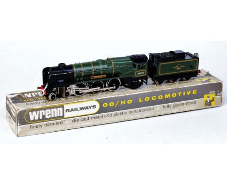 A Wrenn W2239 West Country class engine and tender, BR green No. 34028 'Eddystone', a few minor chips to loco, with instructi