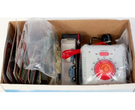 A small quantity of scenic items, including figures, VW car and caravan, Model Power people, etc Bachmann controlled and tran