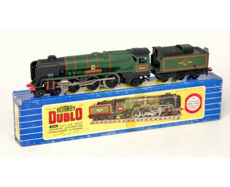 A Hornby Dublo 3-rail 3235 'Dorchester' engine and tender, with instructions etc (G-BG)