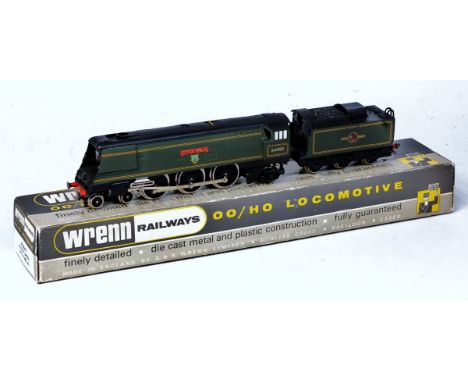 Wrenn W2266AX BR green streamlined 'City of Wells' engine and tender, with instructions, packer No. 3 on box base (G-BG)