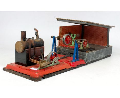 Mamod Scratchbuilt Live Steam Workshop, comprising of Mamod Horizontal boiler, powering a single cylinder engine, connected t